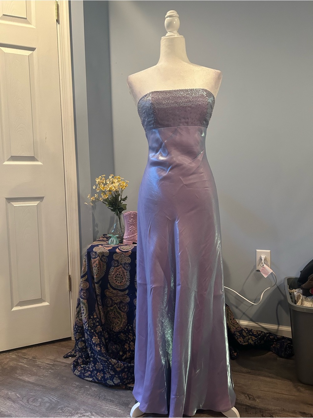 vintage y2k mermaidcore strapless prom dress